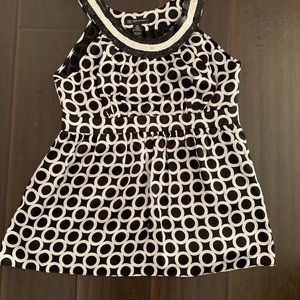 INC Black And White Silk Dressy Blouse